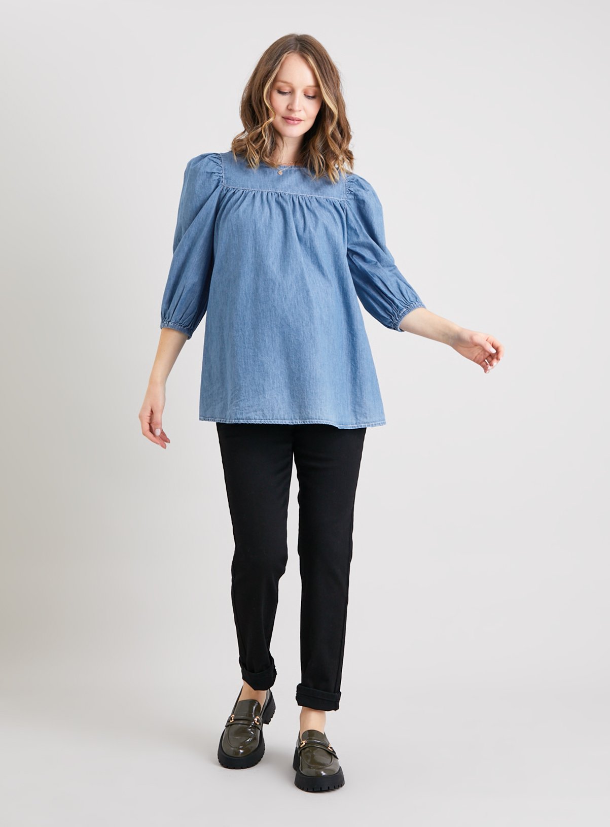 MATERNITY Blue Denim Blouse 10 - Image 2 thumbnail